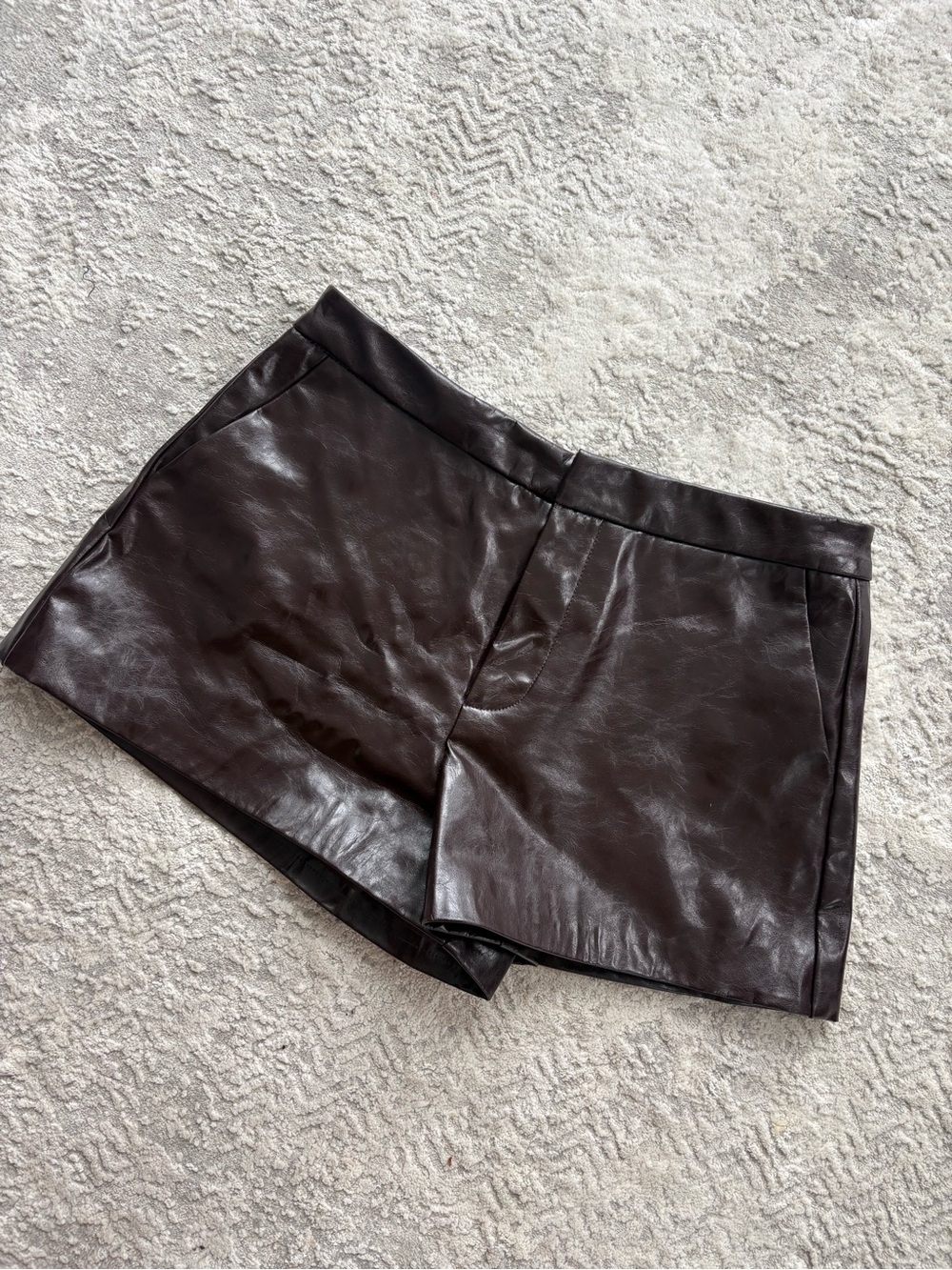 Zara Faux Leather Brown Mini Shorts
